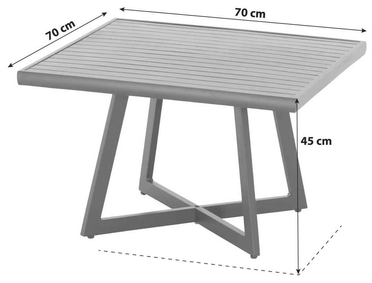 LOUNGETISCH 70/70/45 cm  - Anthrazit, KONVENTIONELL, Metall (70/70/45cm) - Siena Garden