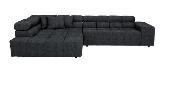 ECKSOFA in Flachgewebe Graphitfarben  - Schwarz/Graphitfarben, Design, Kunststoff/Textil (213/317cm) - Hom`in