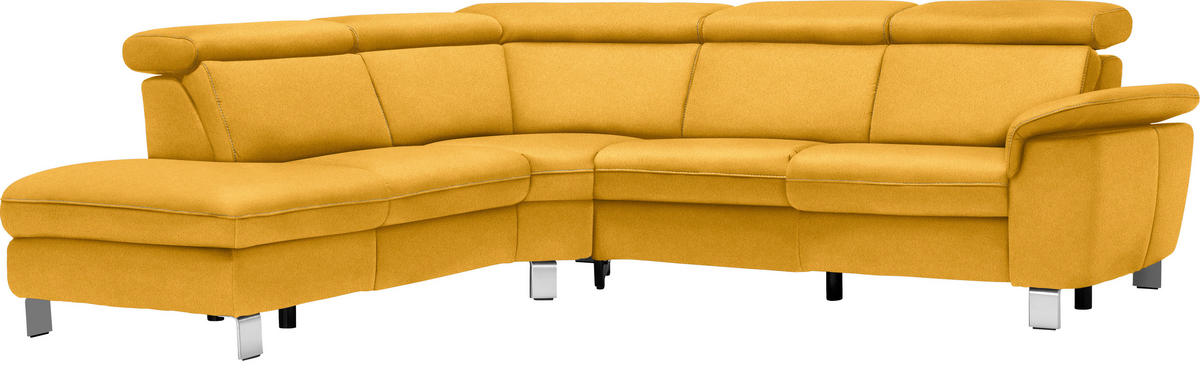 ECKSOFA in Flachgewebe, Mikrofaser Gelb  239/271 cm  - Gelb/Beige, Design, Textil/Metall (239/271cm) - Cantus