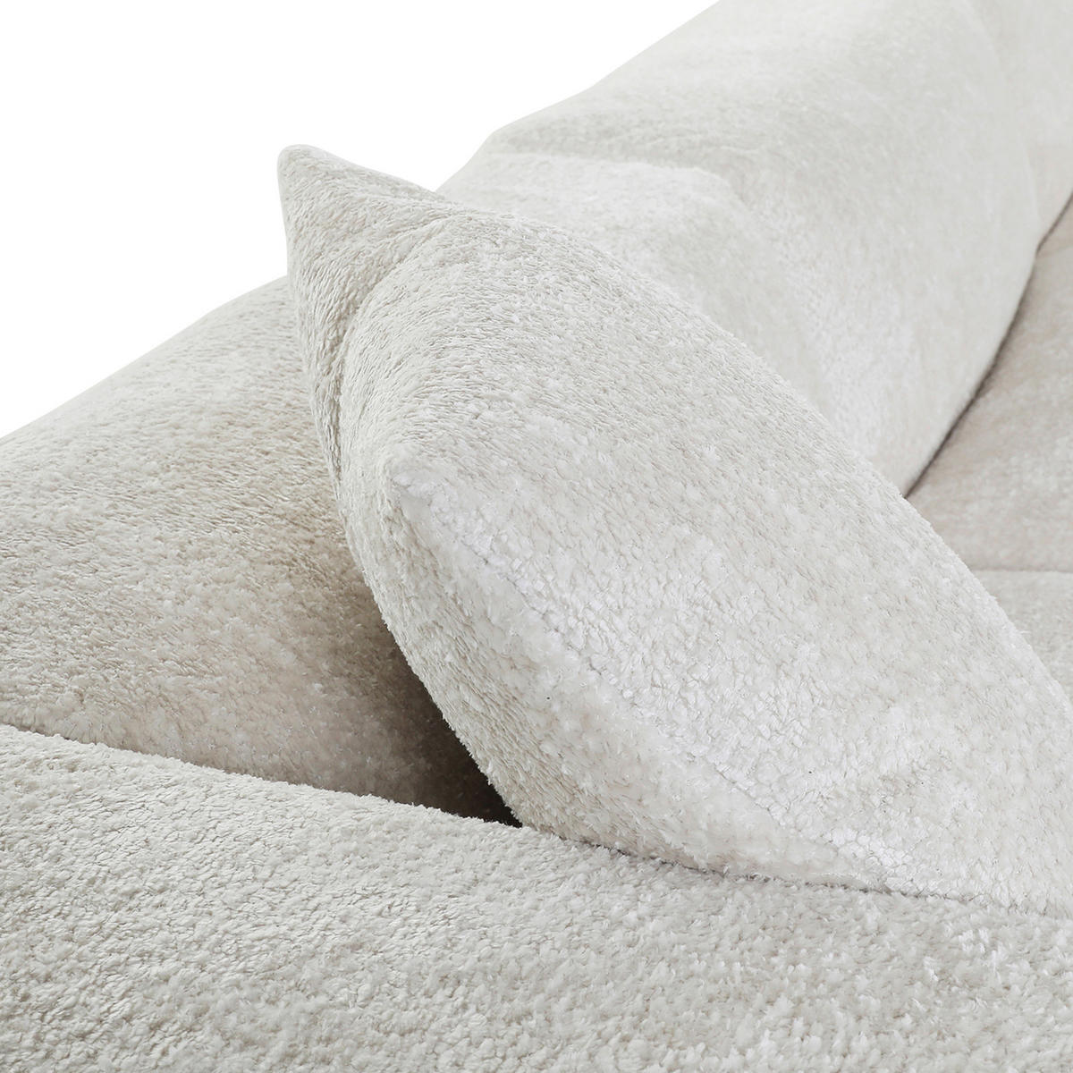 ECKSOFA in Chenille Creme  - Creme/Schwarz, Modern, Kunststoff/Textil (317/317cm) - Carryhome