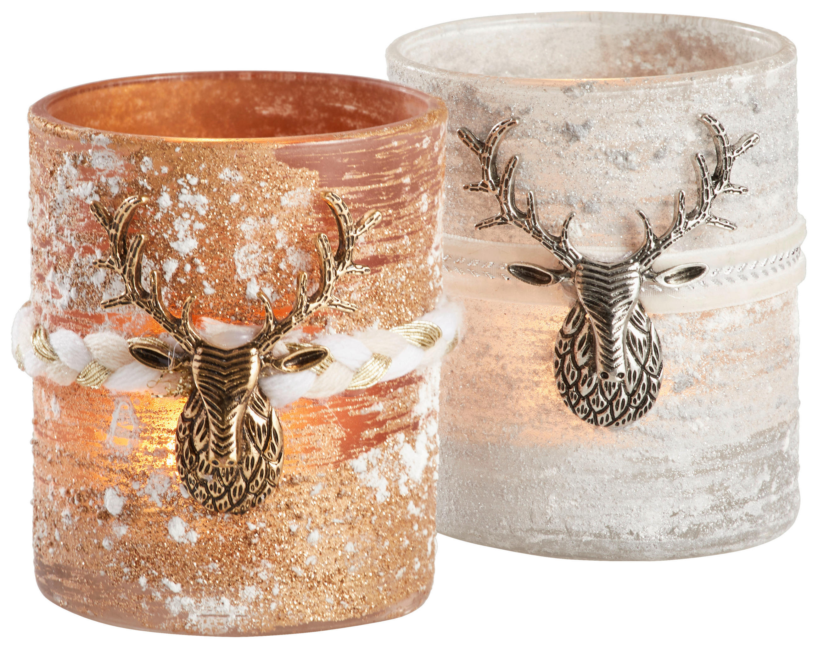 Suport Lumânare Xmassale - argintiu/alb, Lifestyle, sticlă/metal (7/8,4cm) - X-Mas