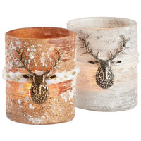 Suport Lumânare Xmassale - argintiu/alb, Lifestyle, sticlă/metal (7/8,4cm) - X-Mas
