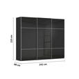 SCHWEBETÜRENSCHRANK 242/223/68 cm 3-türig Schwarz  - Alufarben/Schwarz, KONVENTIONELL, Glas/Holzwerkstoff (242/223/68cm) - Novel