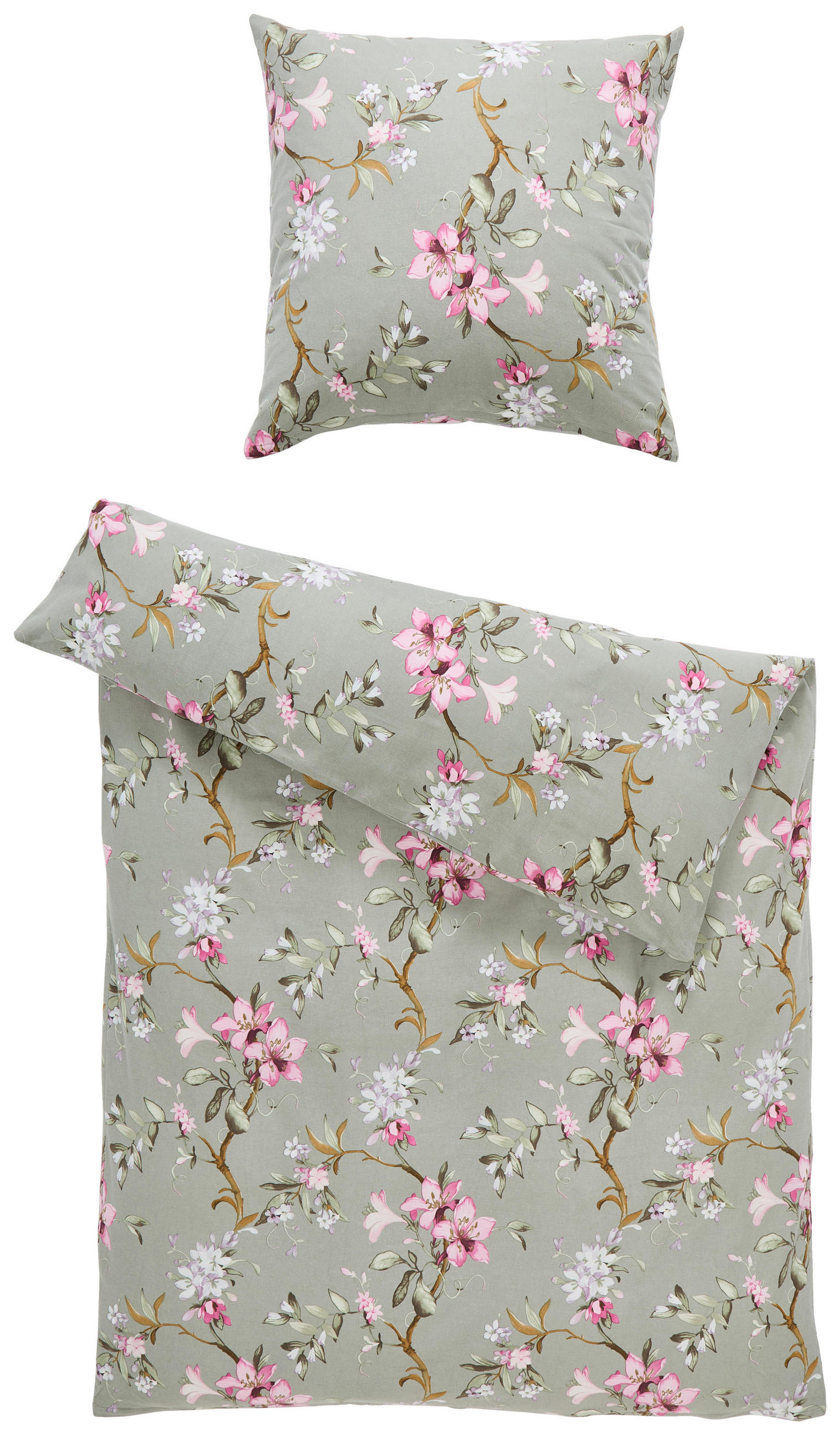 BETTWÄSCHE Flanell 155/220 cm  - Olivgrün, Design, Textil (155/220cm) - Estella