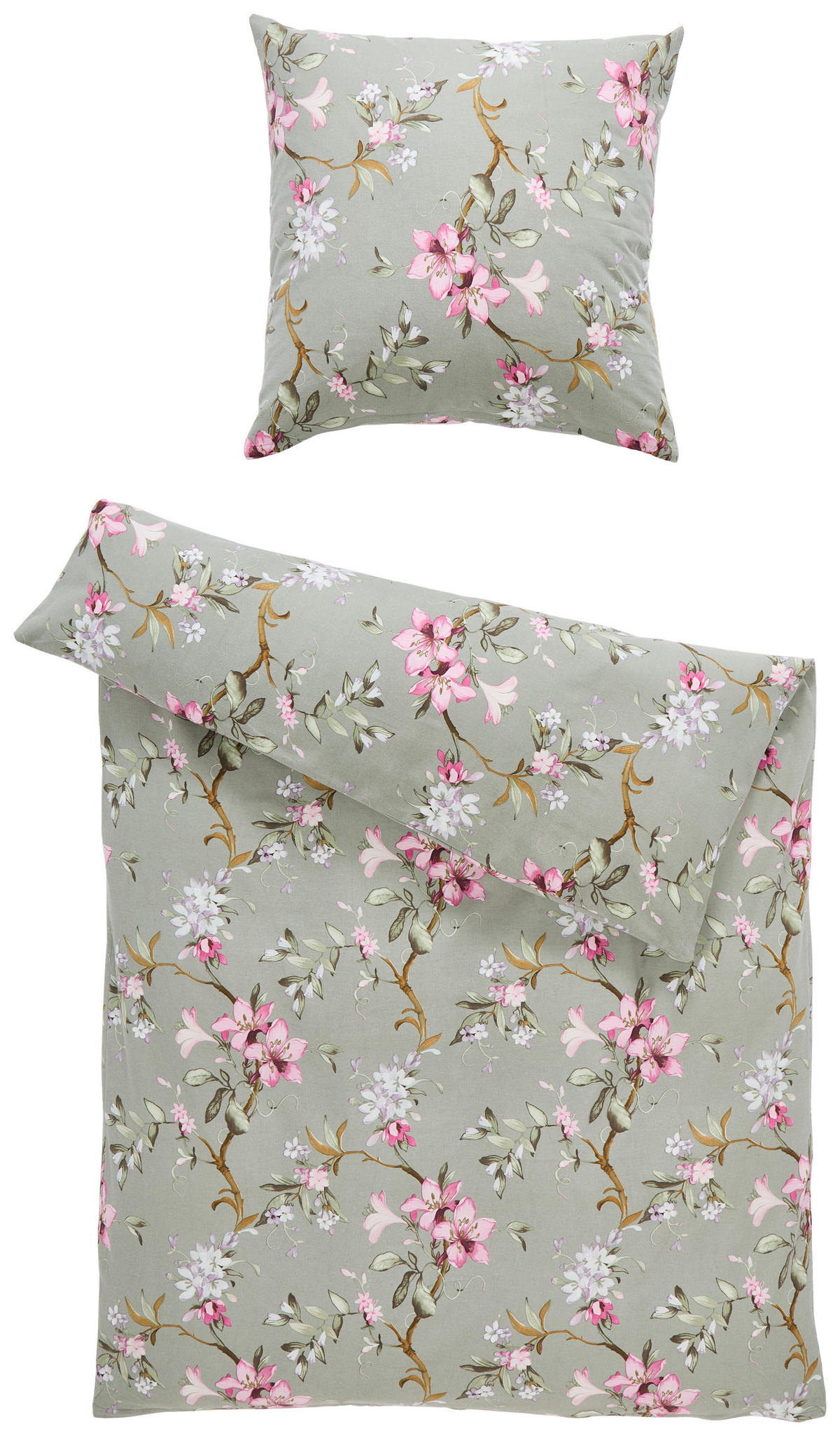 BETTWÄSCHE Flanell 155/220 cm  - Olivgrün, Design, Textil (155/220cm) - Estella