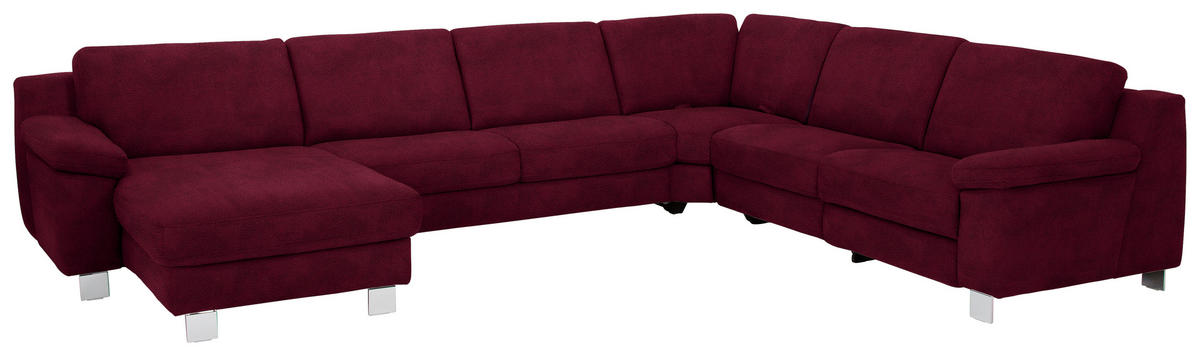 WOHNLANDSCHAFT in Mikrofaser Bordeaux  - Chromfarben/Bordeaux, Design, Textil/Metall (166/364/278cm) - Valdera