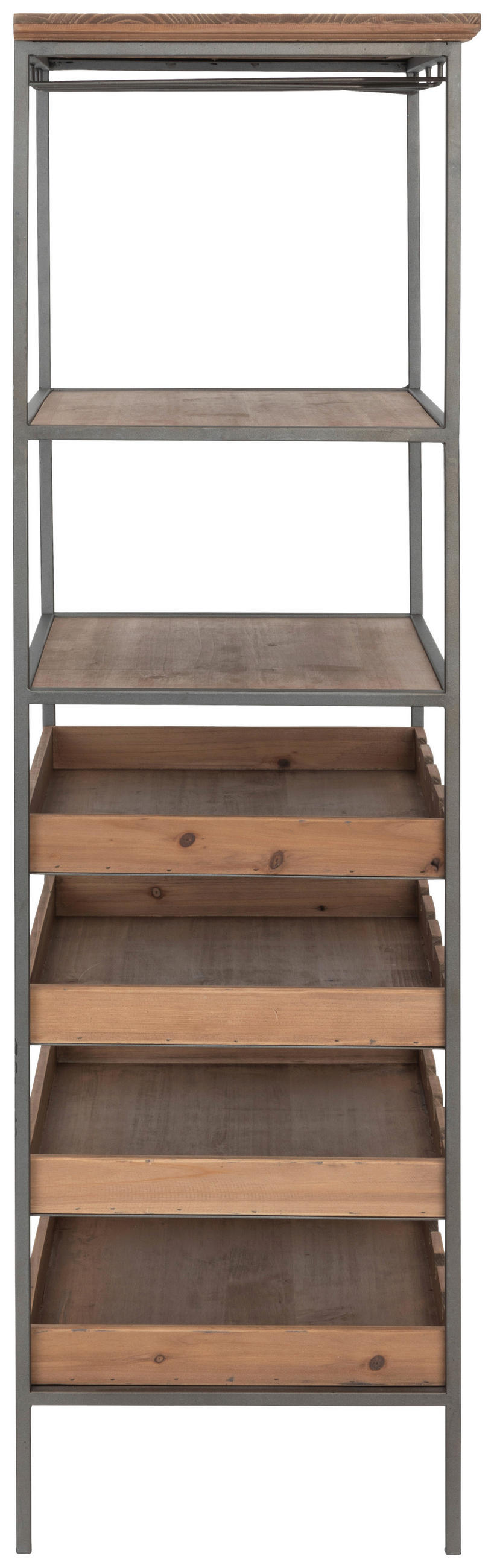 WEINREGAL  - Schwarz/Naturfarben, LIFESTYLE, Holz/Metall (51/137/39cm) - Livetastic