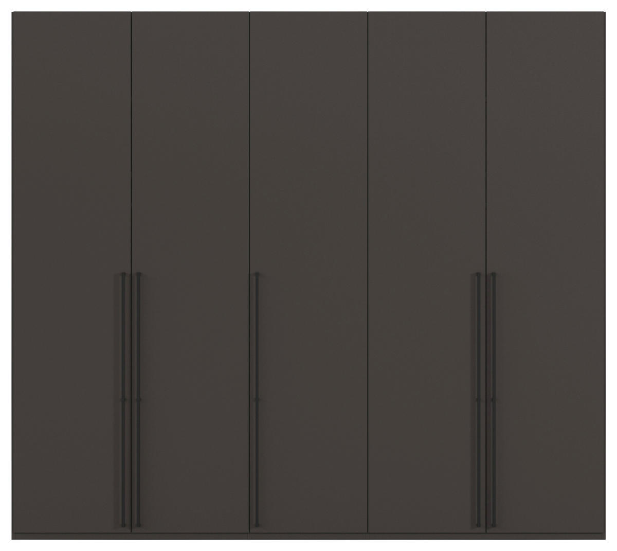 DREHTÜRENSCHRANK 251/223/61 cm,  in Graphitfarben, 5-türig  - Schwarz/Graphitfarben, Basics, Holzwerkstoff/Metall (251/223/61cm) - Novel