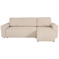 ECKSCHLAFSOFA  mit Cord Beige  - Beige/Schwarz, KONVENTIONELL, Textil (248/146cm) - Xora
