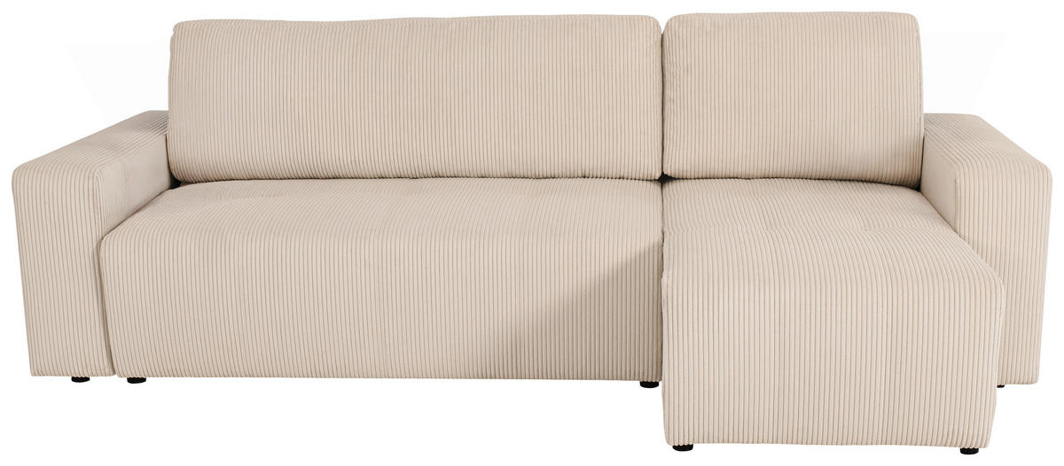 ECKSCHLAFSOFA  mit Cord Beige  - Beige/Schwarz, KONVENTIONELL, Textil (248/146cm) - Xora