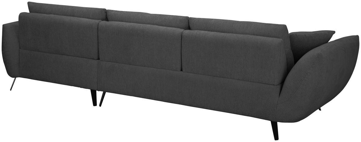 ECKSOFA Anthrazit Chenille Armlehnenkissen, Rücken echt, Sitztiefenverstellung  - Anthrazit/Schwarz, KONVENTIONELL, Textil/Metall (215/313cm) - Hom`in