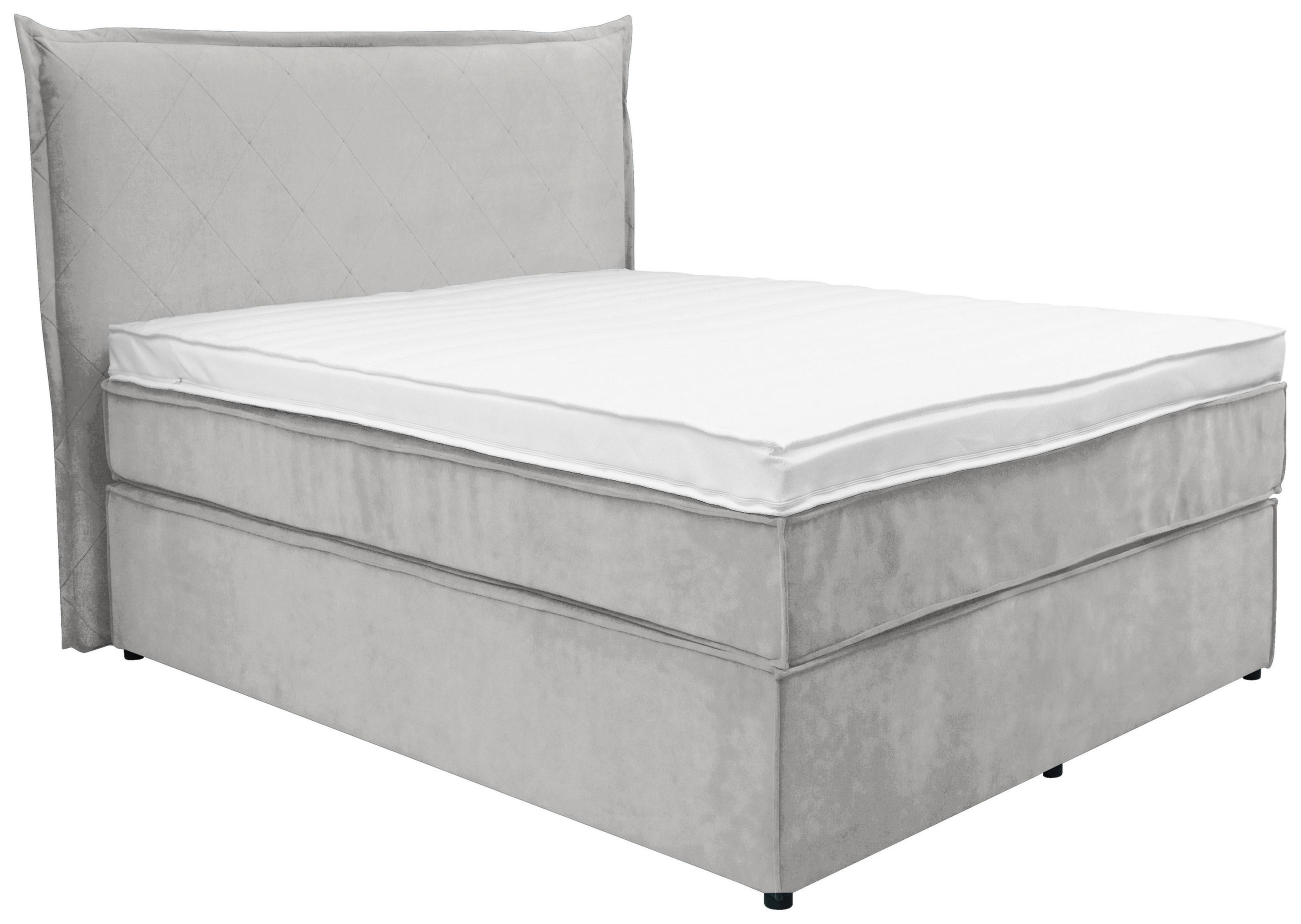 BOXSPRINGBETT 120/200 cm,  in Hellgrau, Matratze, Topper, H3 = fest  - Hellgrau/Schwarz, KONVENTIONELL, Kunststoff/Textil (120/200cm) - Boxxx