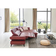 ECKSOFA Bordeaux Echtleder  - Bordeaux/Schwarz, Design, Leder/Metall (316/184cm) - Cantus