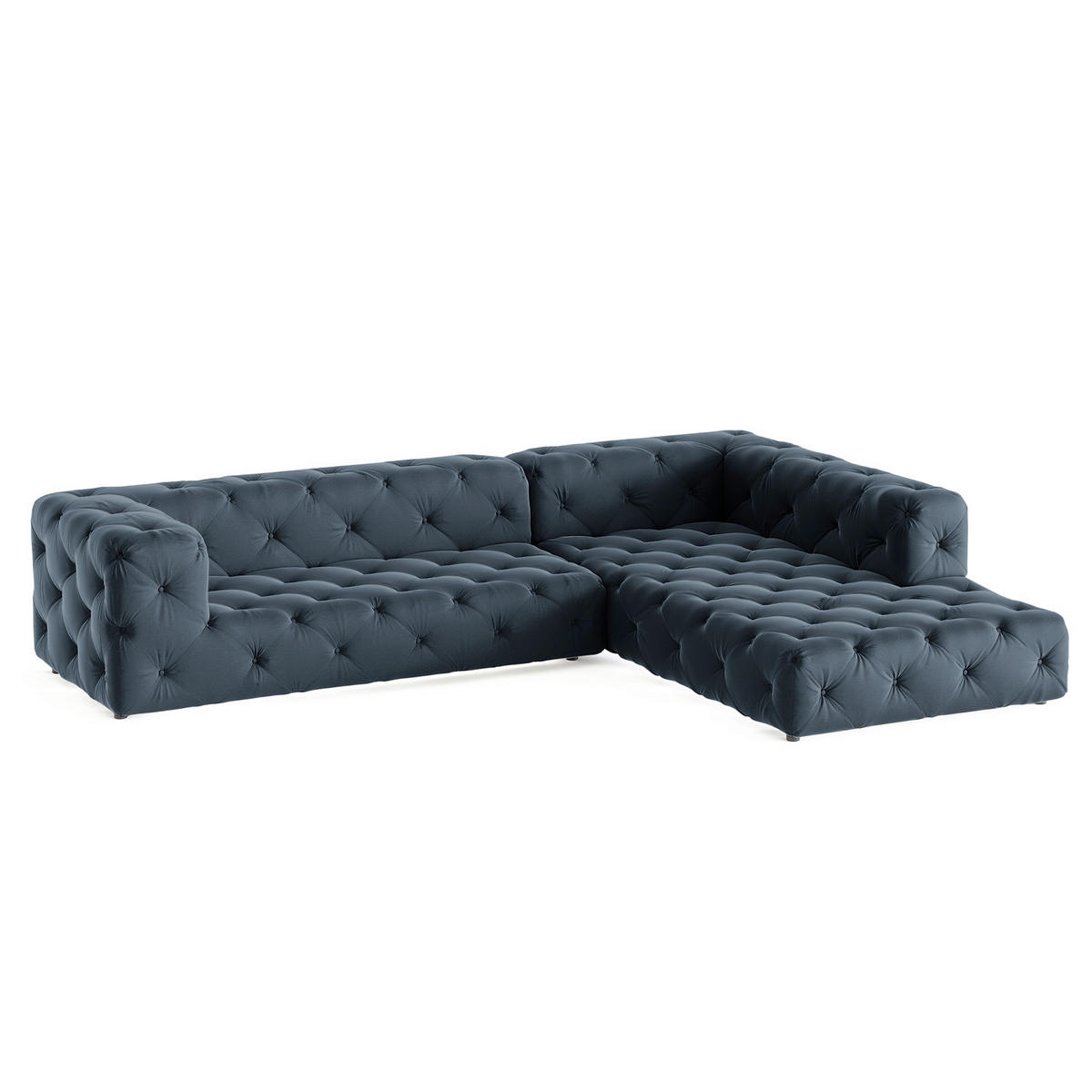 ECKSOFA Fresco in Samt Dunkelblau  325/228 cm  - Schwarz/Dunkelblau, Design, Kunststoff/Textil (325/228cm) - P & B