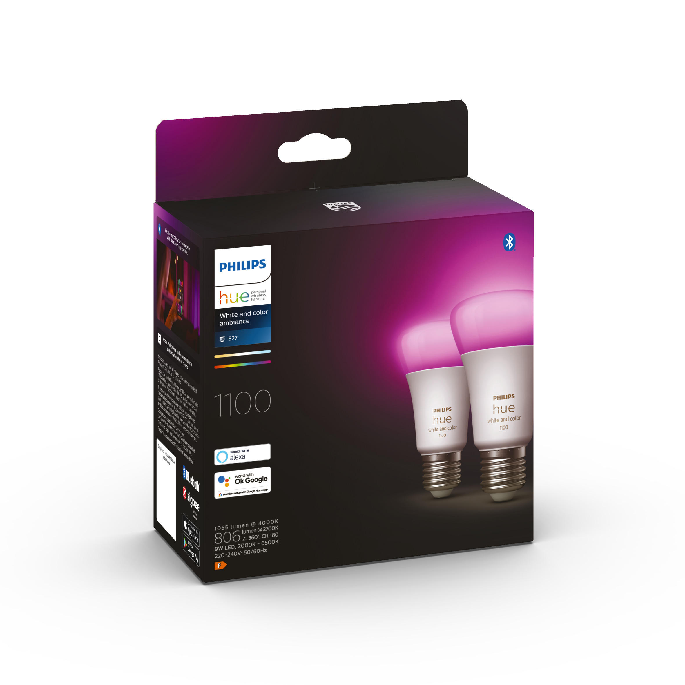 LED-LEUCHTMITTEL   E27 2 Stück  - Weiß, Basics, Kunststoff (6,1/11cm) - Philips HUE