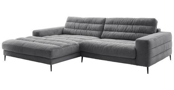 ECKSOFA Dunkelgrau Cord  - Dunkelgrau/Schwarz, Design, Textil/Metall (207/296cm) - Dieter Knoll