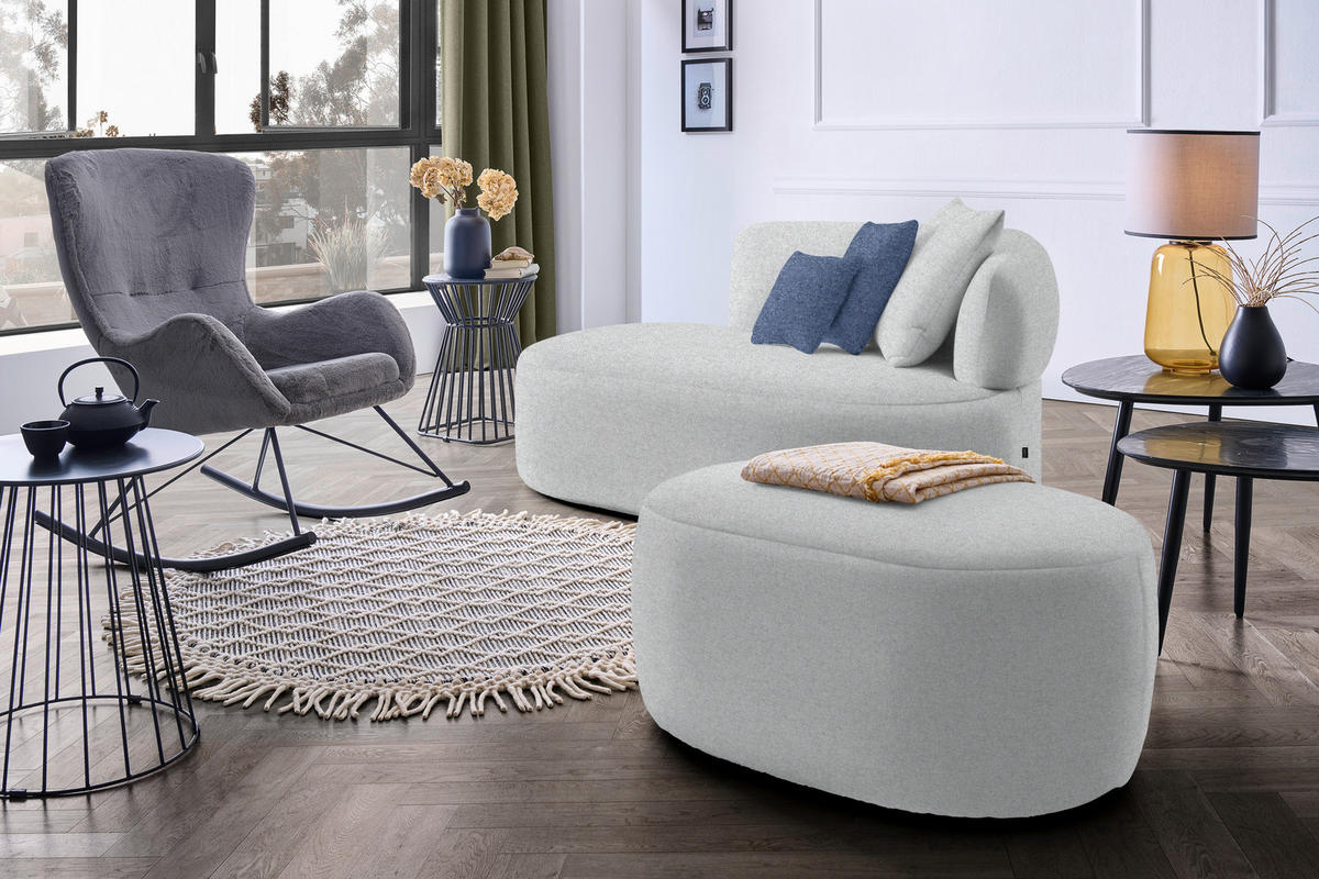 RÉCAMIERE  in Flachgewebe Grau, Dunkelblau  - Schwarz/Dunkelblau, MODERN, Kunststoff/Textil (166/86/105cm) - Hom`in