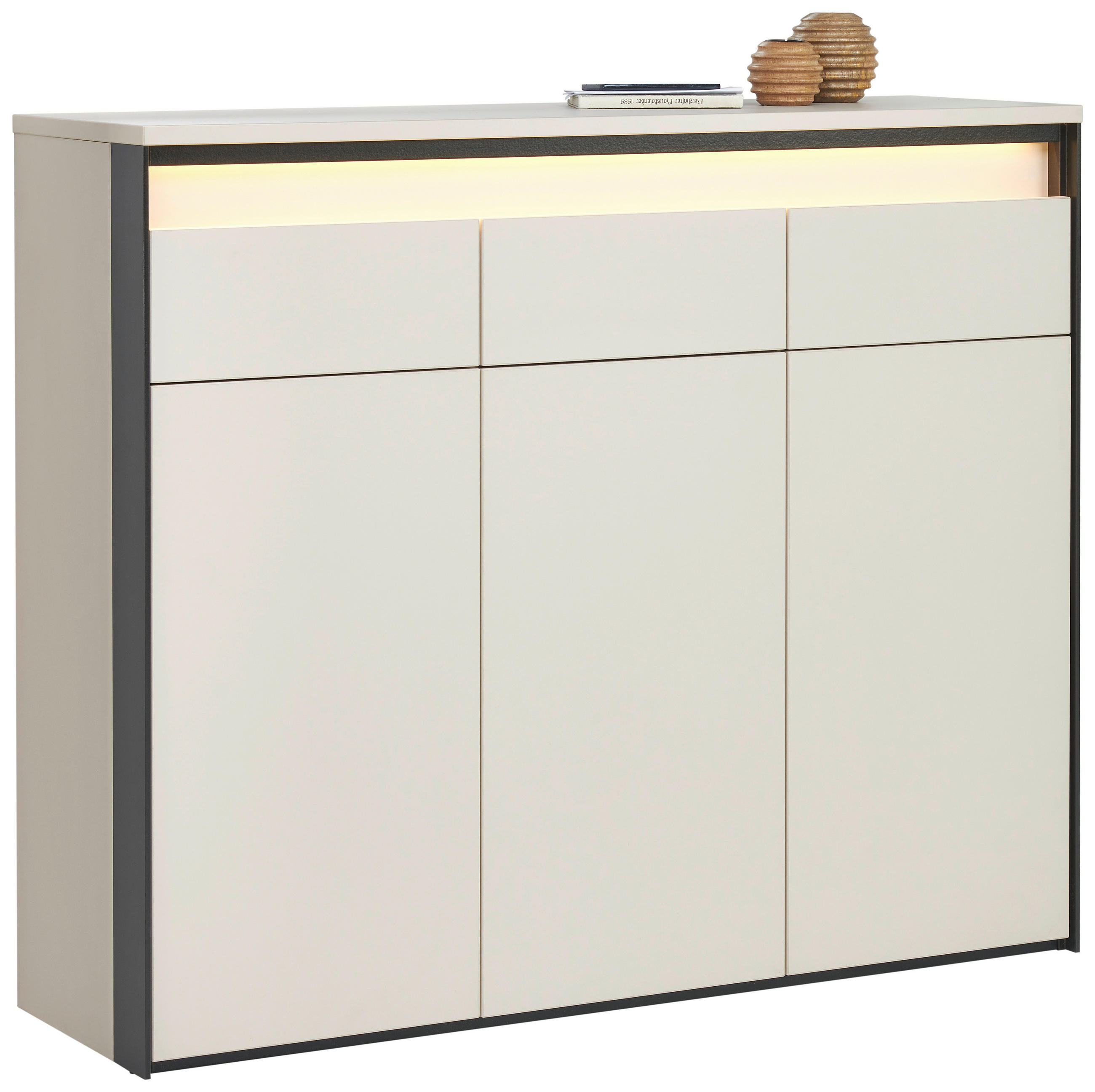 SCHUHSCHRANK 130/106/38 cm  - Kaschmir/Schwarz, Konventionell, Holzwerkstoff (130/106/38cm) - Voleo