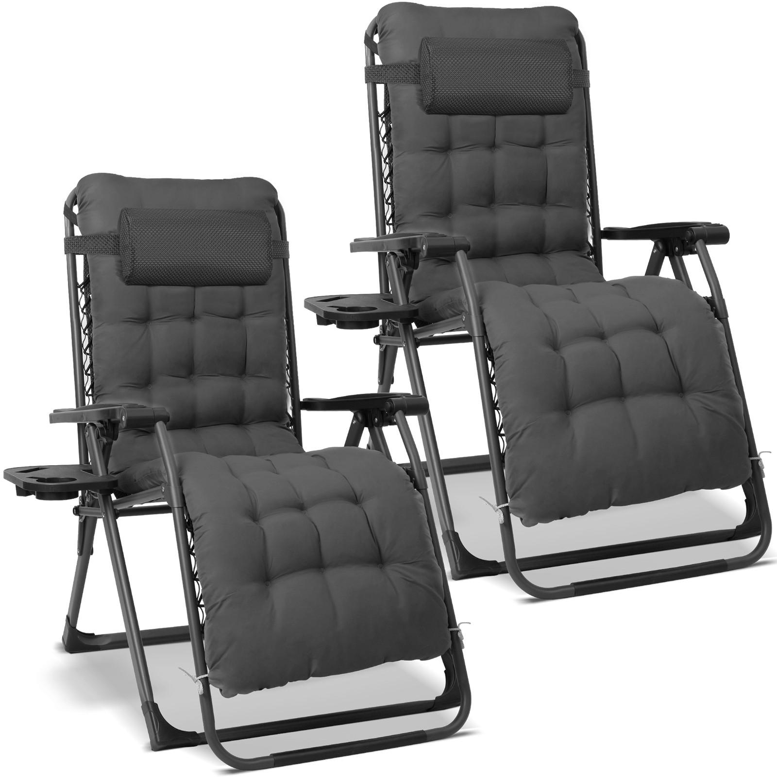 GARTEN-RELAXSESSEL-SET Stahl  - Dunkelgrau/Schwarz, Basics, Textil/Metall (68/88/110cm) - Modante