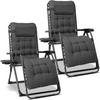 GARTEN-RELAXSESSEL-SET Stahl  - Dunkelgrau/Schwarz, Basics, Textil/Metall (68/88/110cm) - Modante
