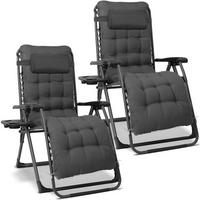 GARTEN-RELAXSESSEL-SET Stahl  - Dunkelgrau/Schwarz, Basics, Textil/Metall (68/88/110cm) - Modante