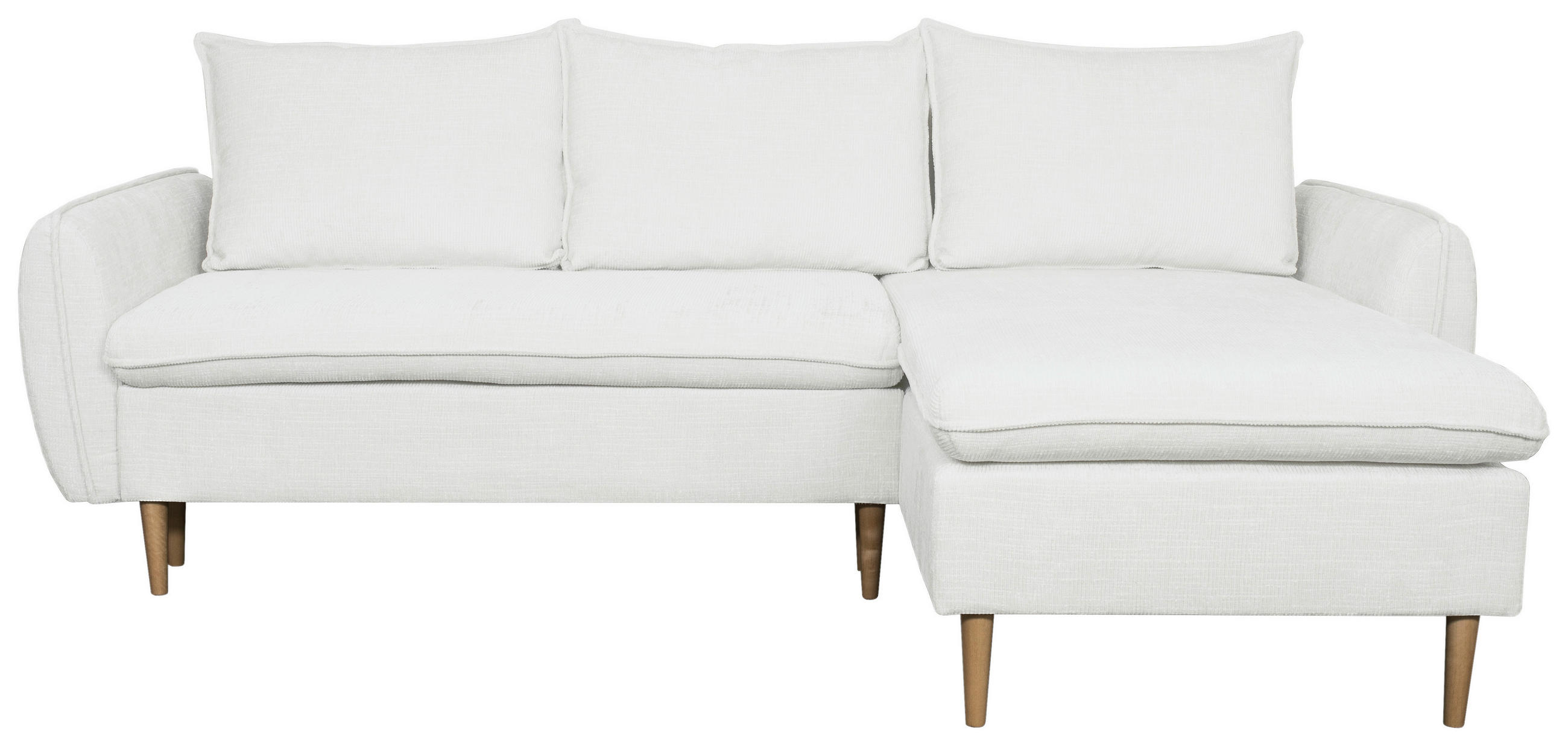 ECKSOFA Weiß Chenille  - Buchefarben/Weiß, KONVENTIONELL, Holz/Textil (244/163cm) - Carryhome