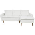 ECKSOFA Weiß Chenille Rückenkissen, Bettkasten, Schlaffunktion, Rücken echt, Liegefläche im Originalstoff  - Buchefarben/Weiß, KONVENTIONELL, Holz/Textil (244/163cm) - Carryhome