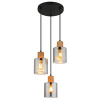 HÄNGELEUCHTE 30/120 cm  - Dunkelbraun/Schwarz, Natur, Glas/Holz (30/120cm) - Globo