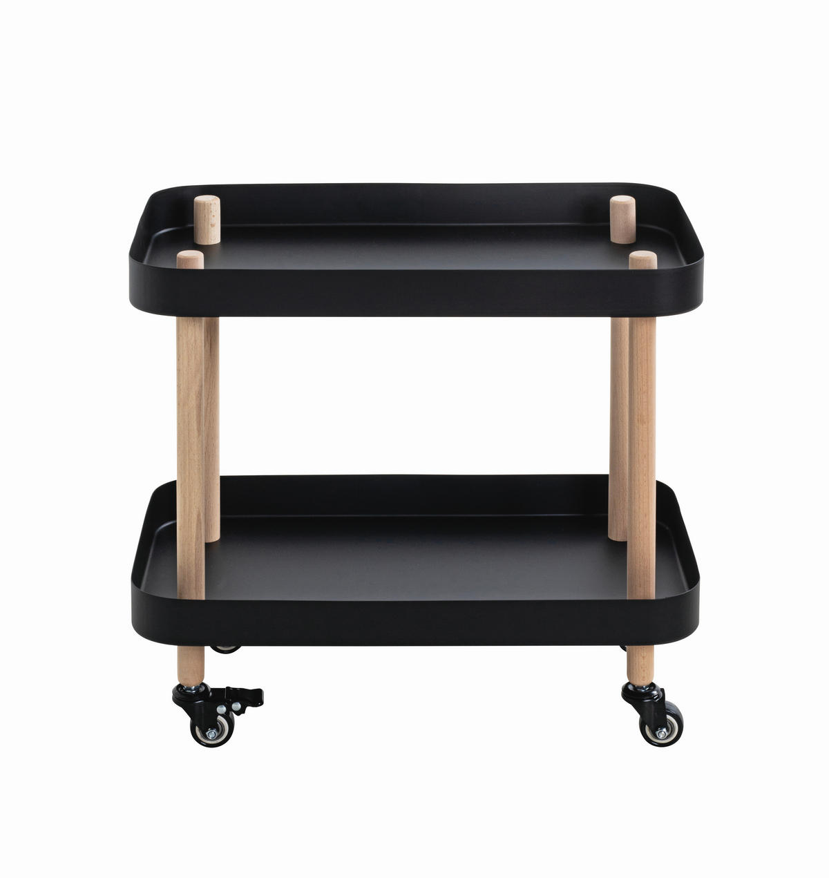 SERVIERWAGEN Buche massiv Naturfarben, Schwarz, Buchefarben  - Buchefarben/Schwarz, MODERN, Holz/Metall (50/30/47cm)