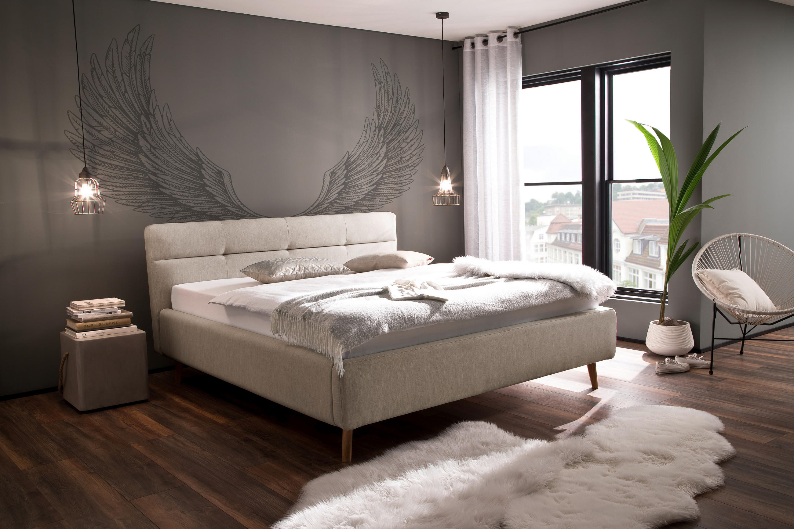 POLSTERBETT Bettkasten, Lattenroste Beige 160/200 cm  - Eichefarben/Birkefarben, KONVENTIONELL, Holz/Textil (160/200cm) - Boxxx