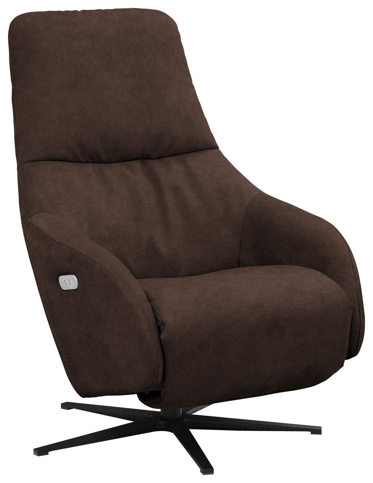 RELAXSESSEL Textil Dunkelbraun  - Dunkelbraun/Schwarz, Design, Textil/Metall (77/108/95cm) - Chilliano