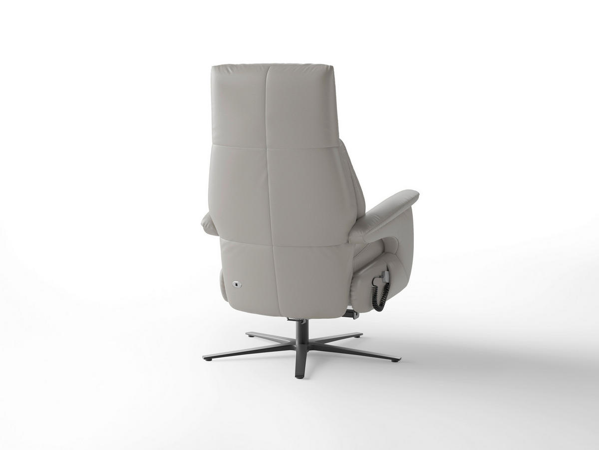 RELAXSESSEL Leder Hellgrau  - Hellgrau/Schwarz, Basics, Leder/Metall (75/110/85cm) - Sit & More