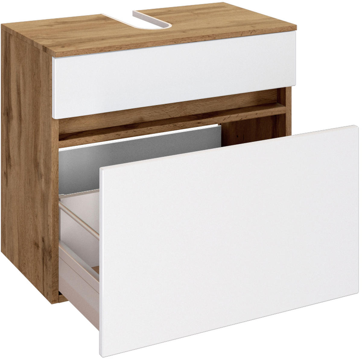 WASCHBECKENUNTERSCHRANK 60/55/35 cm  - Eiche Wotan/Silberfarben, Design, Holzwerkstoff/Kunststoff (60/55/35cm) - Held