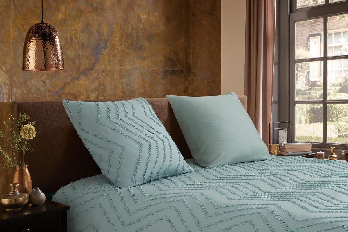 BETTWÄSCHE Zigzag Mikrofaser 155/220 cm  - Jadegrün, Basics, Textil (155/220cm)