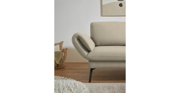 ECKSOFA  in Flachgewebe Beige Armteilverstellung, Relaxfunktion, Drehsitzfunktion  255-365/175-224 cm  - Beige/Schwarz, Design, Textil/Metall (255-365/175-224cm) - Dieter Knoll