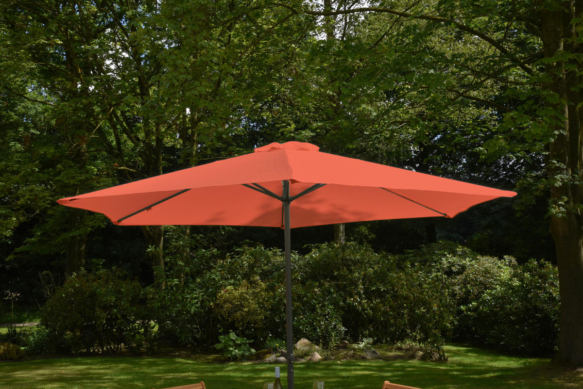 SONNENSCHIRM 300 cm Terracotta  - Terracotta/Grau, MODERN, Textil/Metall (300/250cm) - Gardenson