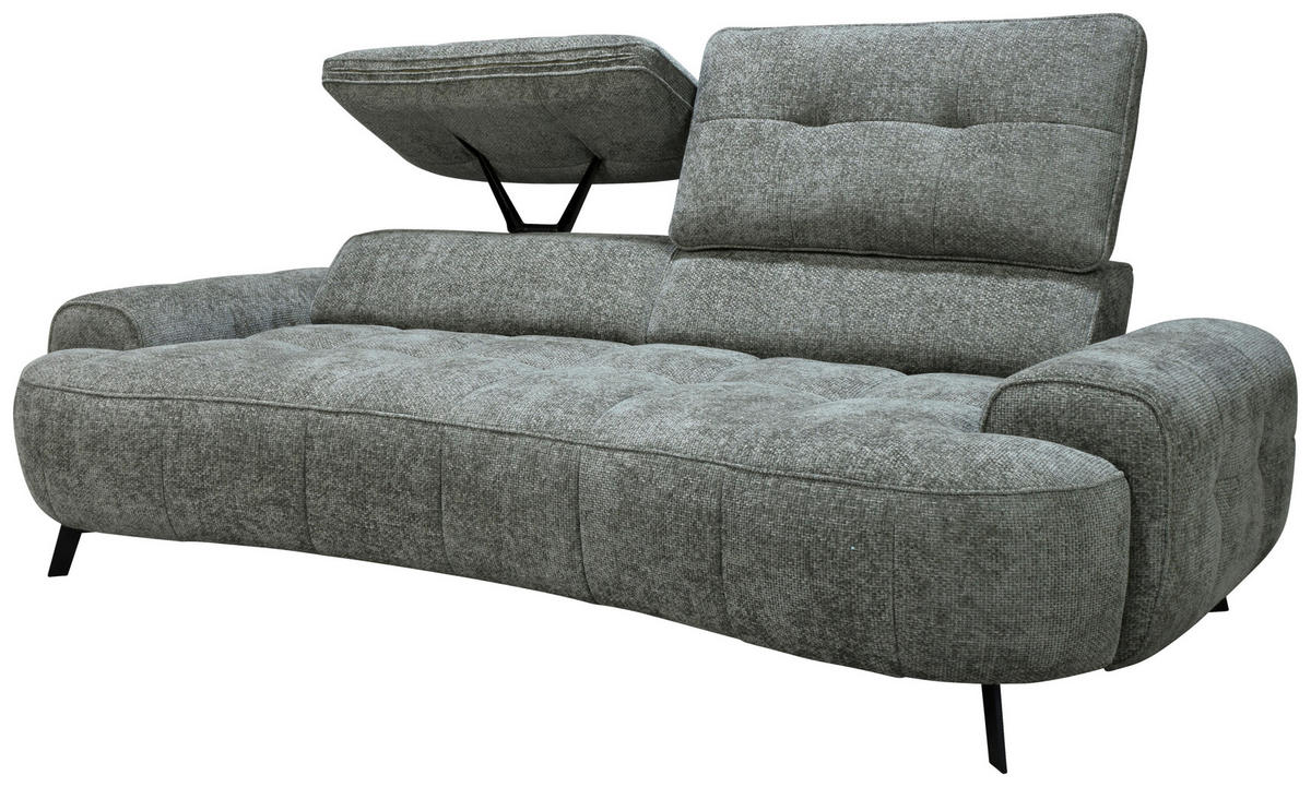 2-SITZER-SOFA Chenille Grau  - Schwarz/Grau, Design, Kunststoff/Textil (230/84/104/111/122cm) - Livetastic