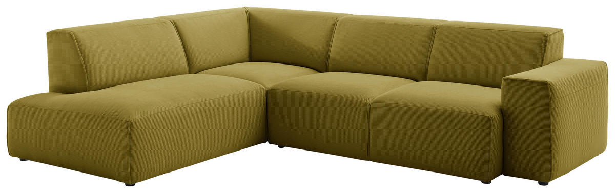 ECKSOFA in Cord Gelb, Grün  - Gelb/Schwarz, Design, Kunststoff/Textil (210/270cm) - Pure Home Lifestyle
