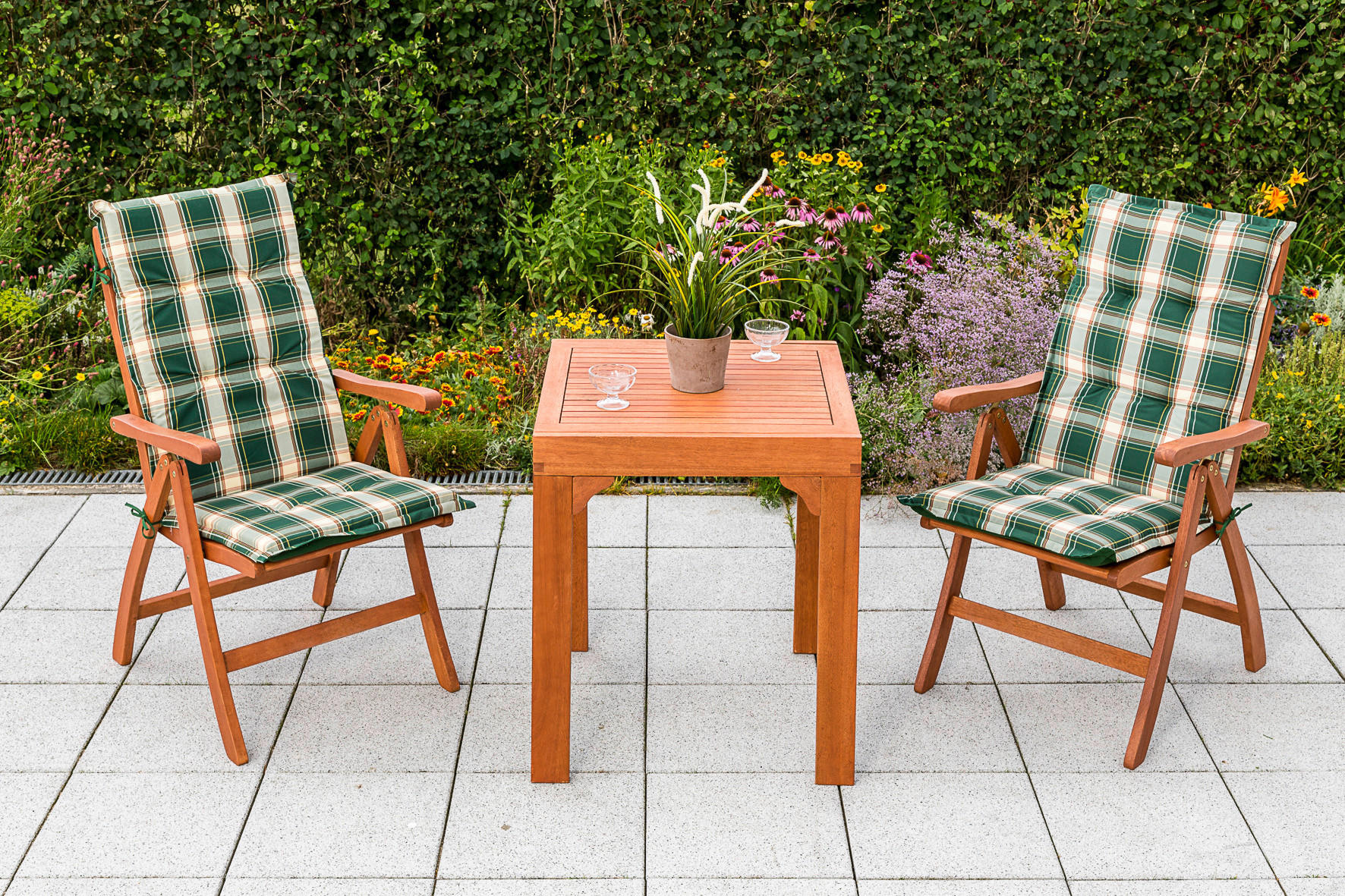 BALKONSET - Braun/Grün, KONVENTIONELL, Holz/Textil - Gardenson