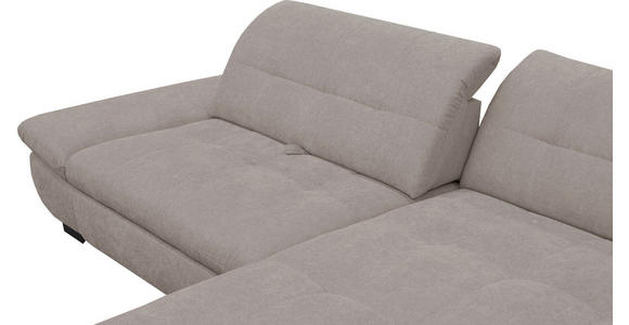 ECKSOFA in Mikrofaser Hellgrau  - Hellgrau/Schwarz, Design, Textil/Metall (290/198cm) - Xora