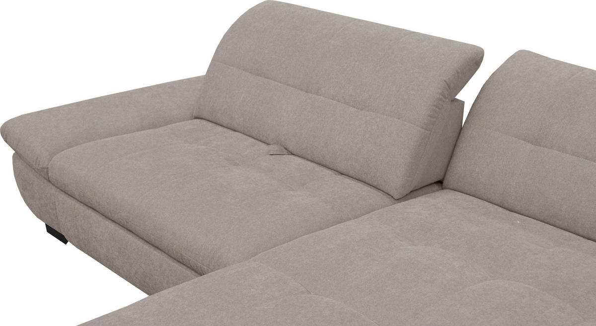 ECKSOFA in Mikrofaser Hellgrau  - Hellgrau/Schwarz, Design, Textil/Metall (290/198cm) - Xora