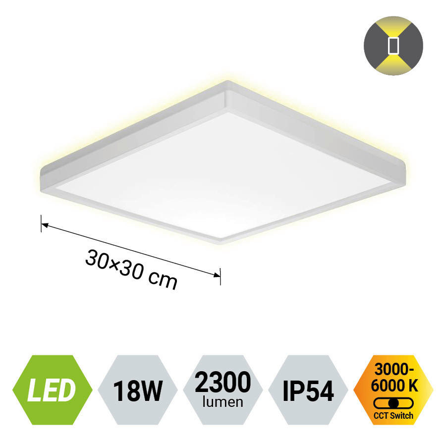 PLAFONIERĂ CU LED - alb, Basics, plastic (30/3/30cm)