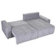 ECKSOFA Grau Velours  - Schwarz/Grau, KONVENTIONELL, Kunststoff/Textil (247/156cm) - Carryhome