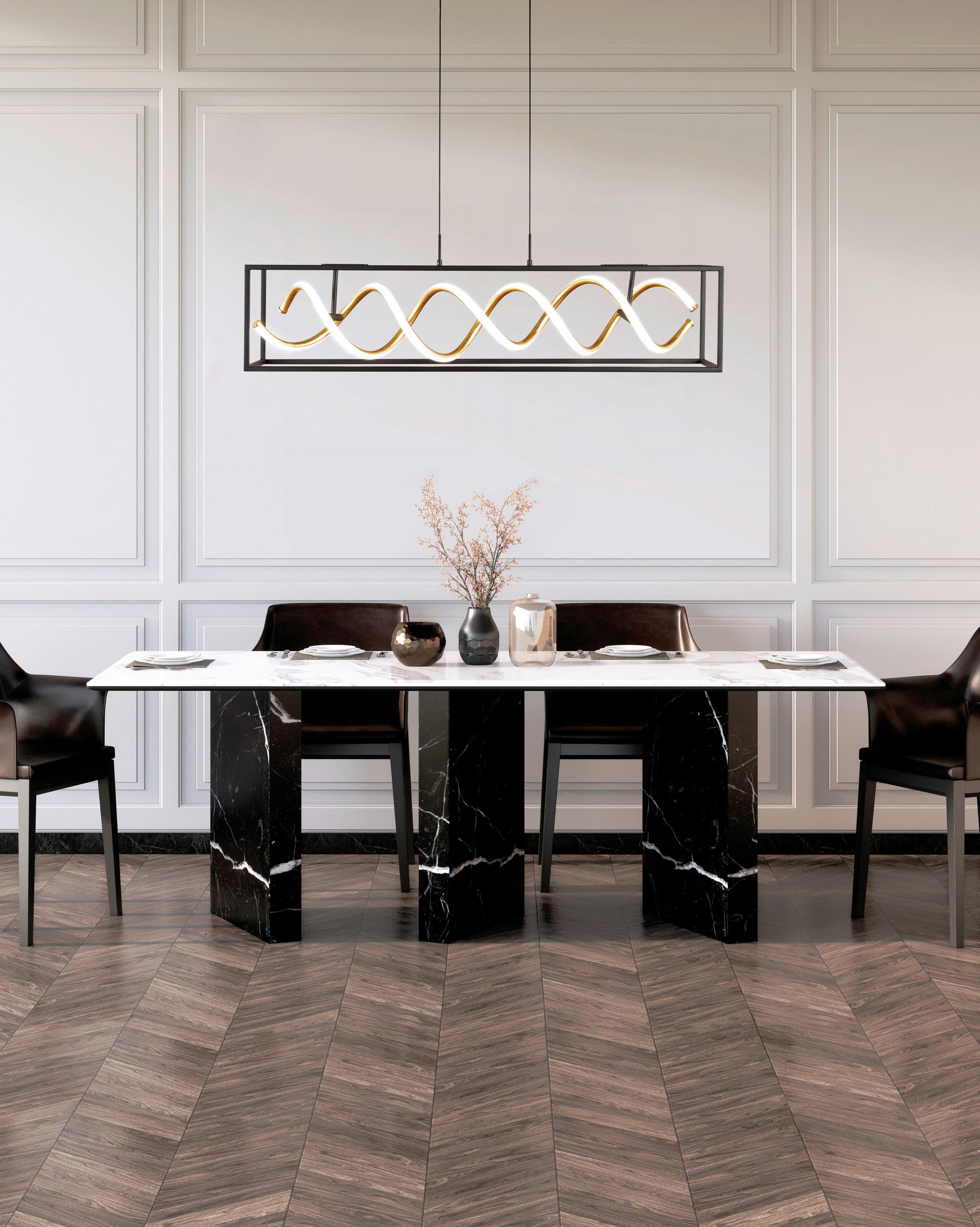 LED-HÄNGELEUCHTE Gian 90/150 cm   - Schwarz, Design, Metall (90/150cm) - Fischer & Honsel