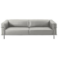 3-SITZER-SOFA Echtleder Hellgrau  - Chromfarben/Hellgrau, Design, Leder/Metall (236/67/96cm) - Johann Jakob