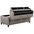 SCHLAFSOFA  in Echtleder Hellgrau  - Eiche dunkel/Hellgrau, Design, Leder/Holz (206/89/97cm) - Novel