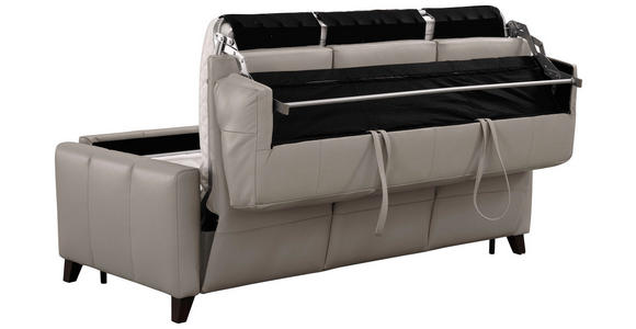 SCHLAFSOFA  in Echtleder Hellgrau  - Eiche dunkel/Hellgrau, Design, Leder/Holz (206/89/97cm) - Novel