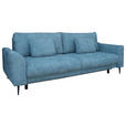 SCHLAFSOFA mit Liegefunktion, Schlafen auf Sitzhöhe, Rücken echt Chenille Petrol - Petrol/Schwarz, KONVENTIONELL, Textil/Metall (235/90/104cm) - Carryhome