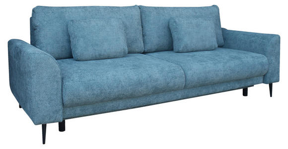 SCHLAFSOFA mit Liegefunktion, Schlafen auf Sitzhöhe, Rücken echt Chenille Petrol - Petrol/Schwarz, KONVENTIONELL, Textil/Metall (235/90/104cm) - Carryhome
