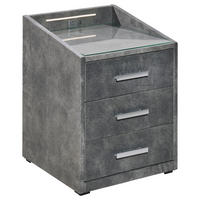 NACHTSCHRANK 47/61/46 cm  - Graubraun/Silberfarben, MODERN, Holzwerkstoff/Kunststoff (47/61/46cm) - MID.YOU